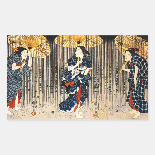 Kuniyoshi drei Frauen mit Umbrellas Aufkleber (Vorderseite)