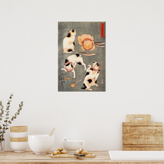 Kuniyoshi Four Cats Poster (Küche)