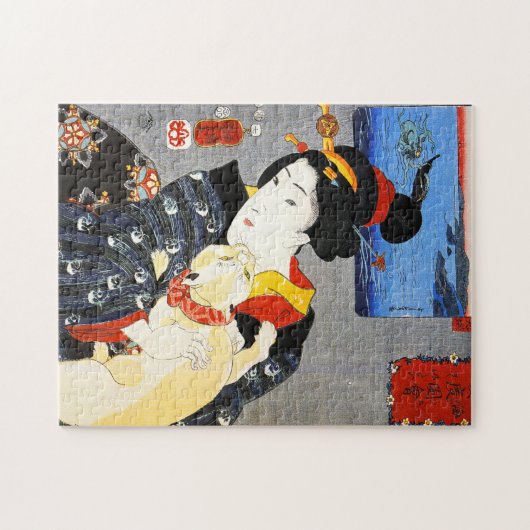 Kuniyoshi Frau mit einem Katzen-Puzzlespiel Puzzle (Horizontal)