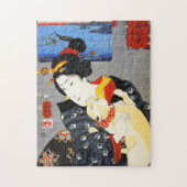 Kuniyoshi Frau mit einem Katzen-Puzzlespiel Puzzle (Vertikal)