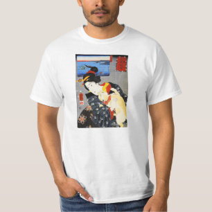 Kuniyoshi Frau mit einem Katzen-T - Shirt