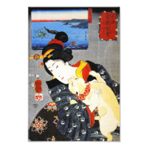 Kuniyoshi Frau mit Katapult