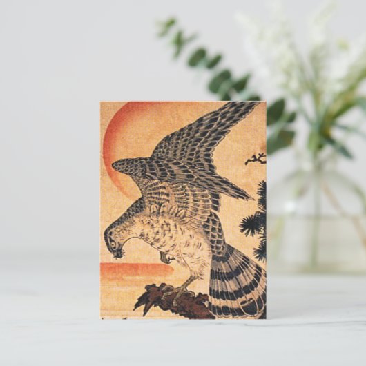 Kuniyoshi Hawk Postcard Postkarte (Stehend Vorderseite)