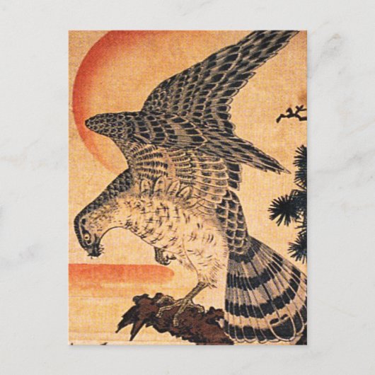 Kuniyoshi Hawk Postcard Postkarte (Vorderseite)