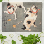 Kuniyoshi vier Katzen Küchentuch (Gefaltet)