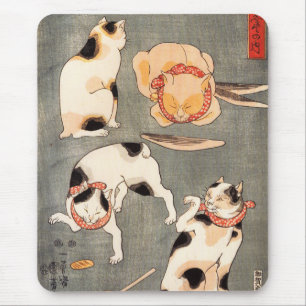 Kuniyoshi vier Katzen Mousepad