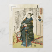 Kuniyoshi Vintag Warrier Takenaka Hanbei Postkarte (Vorne/Hinten)