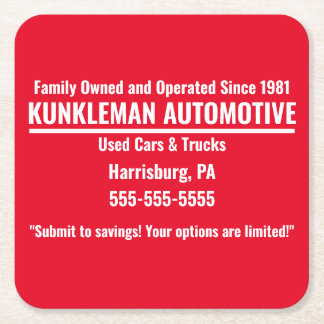 Kunkleman-Untersetzer Rechteckiger Pappuntersetzer