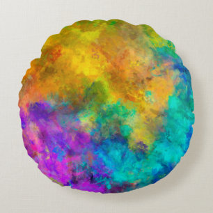 kunst abstrakt lebendig regenbogen bemalt hintergr rundes kissen