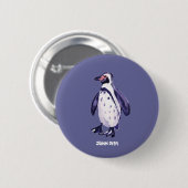 Kunst-Abzeichen-Knopf: John-Farbstofflila Penguin Button (Vorne & Hinten)