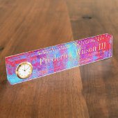 Kunst-Acrylschreibtisch-Nummernschild mit Uhr Namensplakette (Seite)
