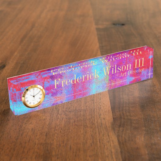 Kunst-Acrylschreibtisch-Nummernschild mit Uhr Namensplakette (Seite)