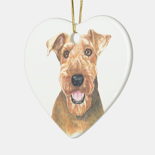 Kunst Airedales Terrier Keramik Ornament (Links)