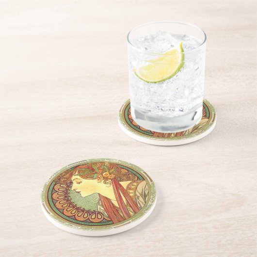 Kunst Alphonse Mucha Nouveau Untersetzer (Seite)