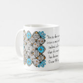 Kunst als Individualismus mit blauem und orangefar Kaffeetasse (Vorderseite Links)