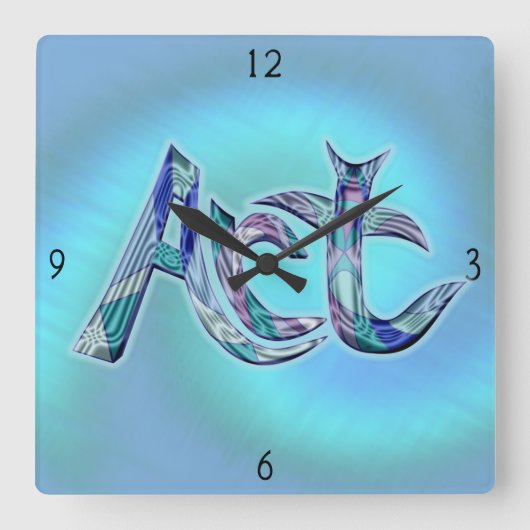 Kunst am Weltplatz Quadratische Wanduhr (Vorderseite)