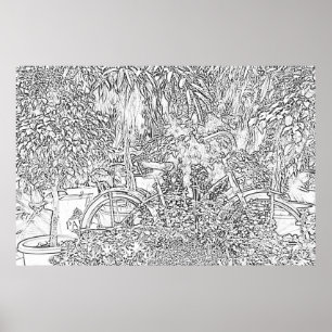 Kunst-Biken in Schwarz und Weiß Poster