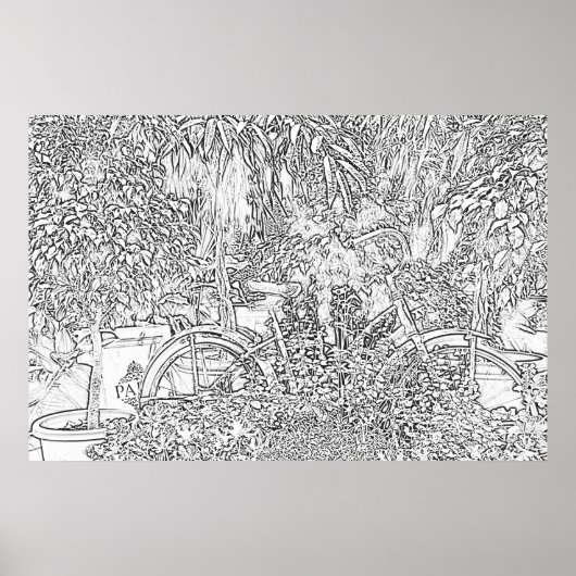 Kunst-Biken in Schwarz und Weiß Poster (Vorne)