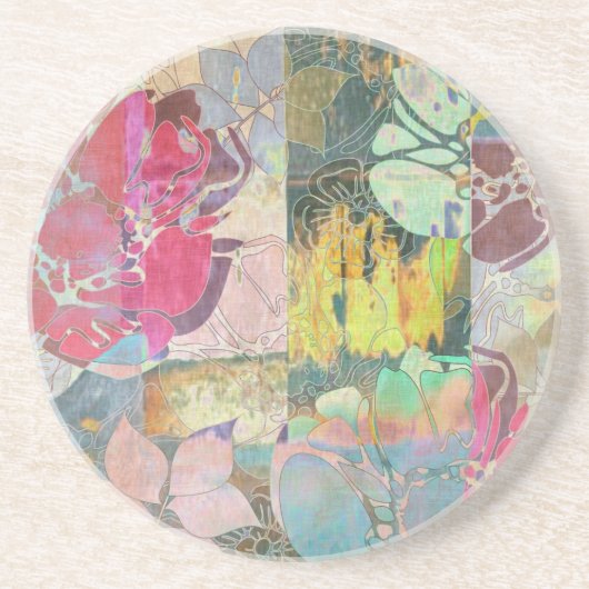 Kunst-Blumen-Grunge-Muster Getränkeuntersetzer (Vorne)
