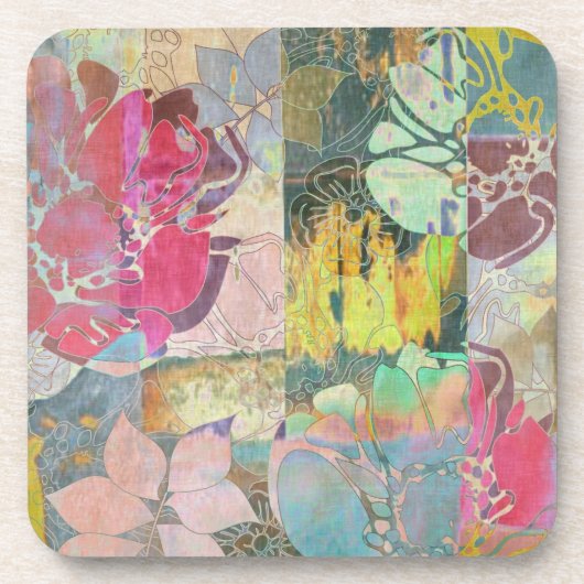 Kunst-Blumen-Grunge-Muster Untersetzer (Vorderseite)