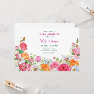 Kunst Blumen Rosen Babyparty Einladung