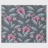 Kunst Blumenmuster Vintag nahtlos Muster. Maroon t Geschenkpapier (Flach)