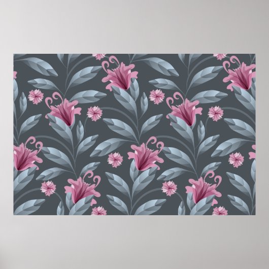 Kunst Blumenmuster Vintag nahtlos Muster. Maroon t Poster (Vorne)