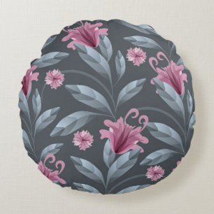 Kunst Blumenmuster Vintag nahtlos Muster. Maroon t Rundes Kissen