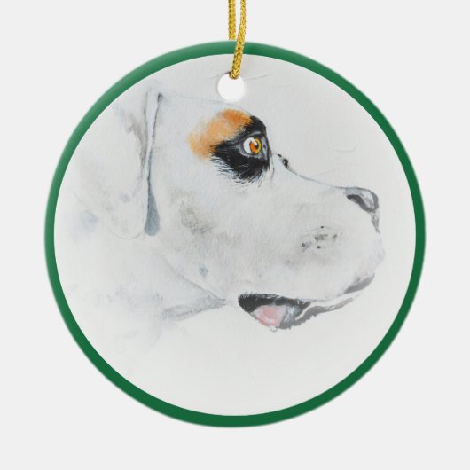 Kunst-Boxer-Hundefrohe Weihnacht-Dekoration Keramik Ornament (Vorne)