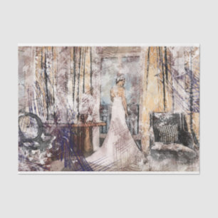 Kunst Collage Romantische Frau 37 Dekoupage Seidenpapier