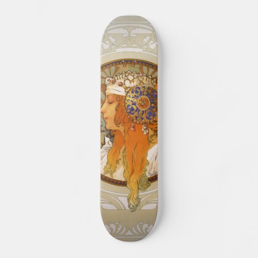 Kunst-Deko Alphonse Mucha Skateboard (Vorderseite)