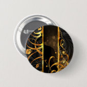 Kunst-Deko blühen Schwarz- und GoldWirbel Button (Vorne & Hinten)