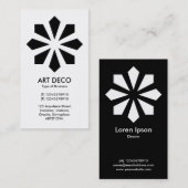 Kunst-Deko-Blumen-Stern - weiße Front, schwarze Visitenkarte (Vorne/Hinten)