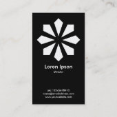 Kunst-Deko-Blumen-Stern - weiße Front, schwarze Visitenkarte (Rückseite)