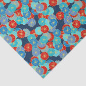 Kunst-Deko-Blumenmuster - Blau, Türkis und Rot Seidenpapier (Ausschnitt)