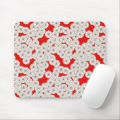 Kunst-Deko-Blumenmuster - Creme auf Rot Mousepad (Mit Mouse)