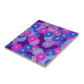 Kunst-Deko-Blumenmuster - violett, blau und lila Fliese (Seite)