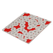 Kunst-Deko-Blumenmuster - Weiß auf Rot Fliese (Seite)