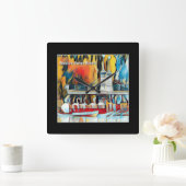 Kunst-Deko-Boston-Schwan-Boote Quadratische Wanduhr (Zuhause)