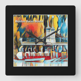 Kunst-Deko-Boston-Schwan-Boote Quadratische Wanduhr