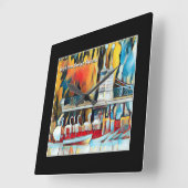 Kunst-Deko-Boston-Schwan-Boote Quadratische Wanduhr (Winkel)