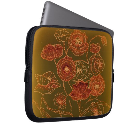Kunst-Deko-Bronze-Mohnblumen Laptopschutzhülle (Vorne Rechts)