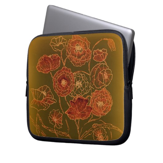 Kunst-Deko-Bronze-Mohnblumen Laptopschutzhülle (Vorderseite Links)