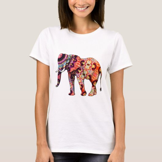 Kunst-Deko-bunter psychedelischer Elefant T-Shirt (Vorderseite)