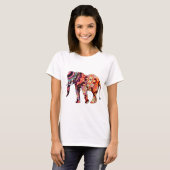Kunst-Deko-bunter psychedelischer Elefant T-Shirt (Vorne ganz)