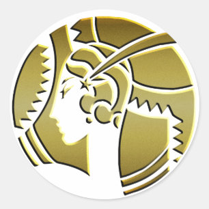 Kunst-Deko-Dame im Gold Runder Aufkleber