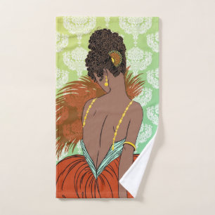 Kunst-Deko-Dame mit Damast - BIANCA: Vintager Handtuch
