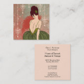 Kunst-Deko-Dame mit Juwelen - BIANCA: Antiker Quadratische Visitenkarte (Vorne/Hinten)