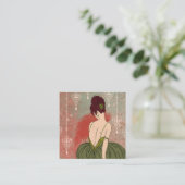 Kunst-Deko-Dame mit Juwelen - BIANCA: Antiker Quadratische Visitenkarte (Stehend Vorderseite)