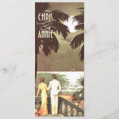 Kunst-Deko-erröten Vintages Strand-Hochzeits-Menü Menükarte (Rückseite)